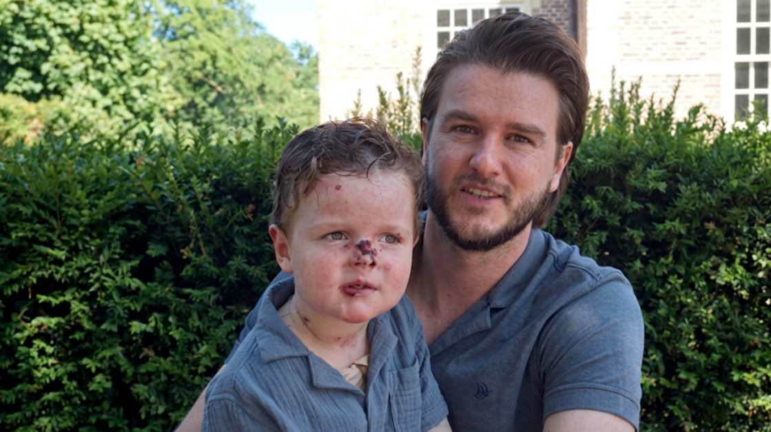Portret van Sjoerd de Haan en zijn zoontje